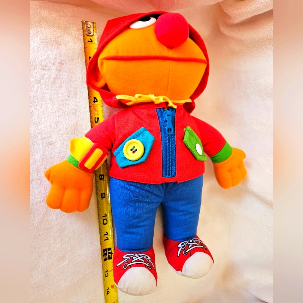 Vtg 1990 Sesame Street Dress Me Up Ernie 13" Plush Doll Playskool Zip Snap, Hood - Picture 12 of 14
